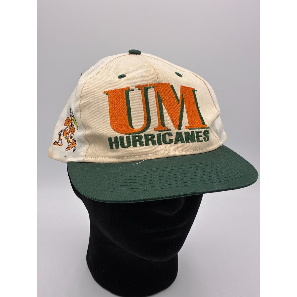 Vintage Miami Hurricanes UM Snapback Hat Sebastian Ibis 90s